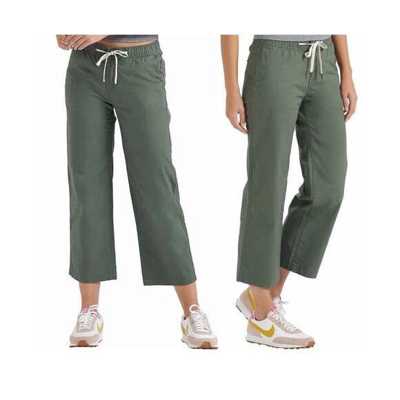 Vuori Pants - VUORI Women's Wide Leg Ripstop Pants Large Army Green Hiking Outdoors Gorpcore